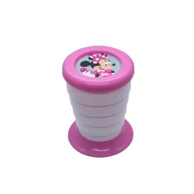 Copo Retrátil Minnie com Tampa 330ML Polipropileno Reutilizável Rosa Plasútil