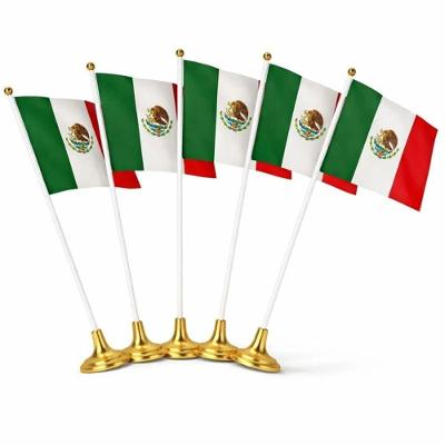 Kit 5 Mini Bandeiras de Mesa México com Haste e Base 30cm Neotrentina