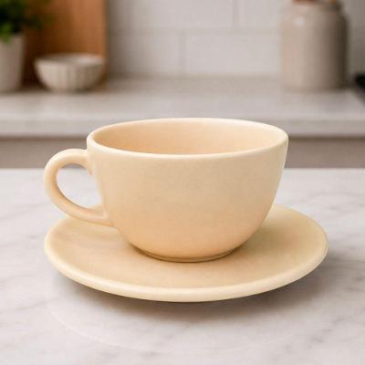 Kit 4 Xícaras com Pires Unni Merengue 200ML Cerâmica Café e Chá Bege Oxford