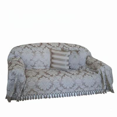 Capa de Sofá Manta Xale Jacquard Reversível Cinza e Cru Nosso Lar Enxovais
