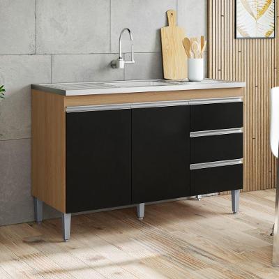 Balcão Gabinete Andréia 2 Portas 1 Prateleira MDP 120CM Amêndoa Desk Design