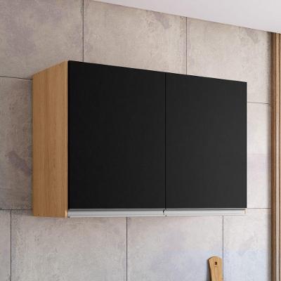 Armário Aéreo Andréia 80CM 2 Portas MDP Bater Amêndoa Preto Desk Design