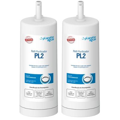 Kit 2 Refil PL2 para Purificador Reducao de Cloro Agua Alcalina 4000L Escritorio Planeta Agua