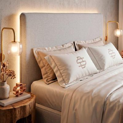 Cabeceira Casal Mirella Estofada com Frame Linho Cinza Claro Desk Design