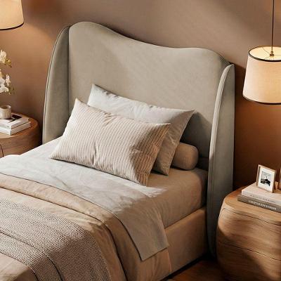 Cabeceira Luma Viúva na Parede Madeira Maciça Suede Prata Desk Design