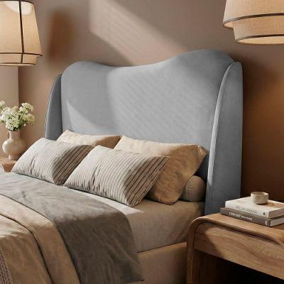 Cabeceira Luma Queen Parede Madeira Maciça Chenille Bouclê Prata Desk Design
