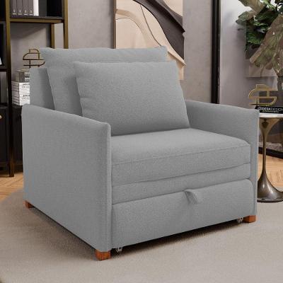 Poltrona Cama Solteiro Zia Retrátil Bouclê Cinza Claro Desk Design