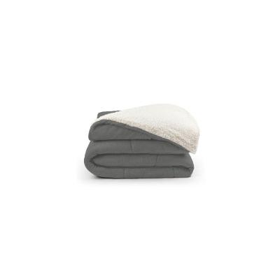 Coberdrom Casal Noruega Sherpa Flannel 100% Poliéster Cinza Lilly Home
