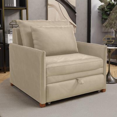 Poltrona Cama Solteiro Zia Retrátil 2 em 1 Veludo Bege Desk Design