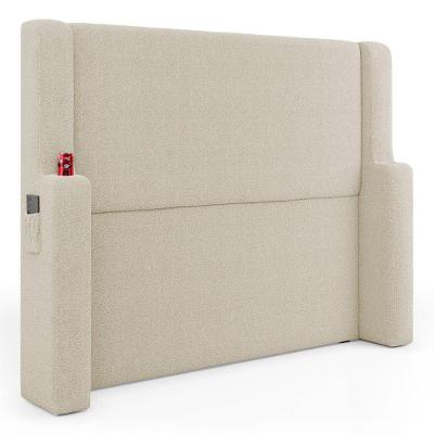 Cabeceira Estofada Duetto Casal na Parede MDF Suede Bege Desk Design