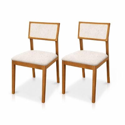 Kit 02 Cadeiras Millie Madeira Maciça Bouclê Creme Desk Design