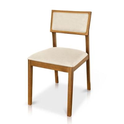 Cadeira Millie Madeira Maciça Estofada em Couríssimo Bege Desk Design