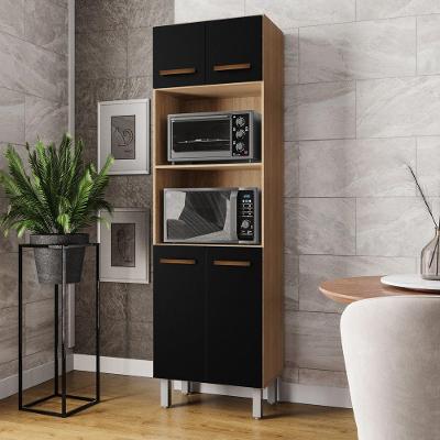 Paneleiro Torre Quente Marah 4 Portas MDP 60CM Savana Preto Desk Design