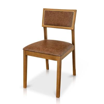 Cadeira de Jantar Millie Madeira Maciça Courino Caramelo Desk Design