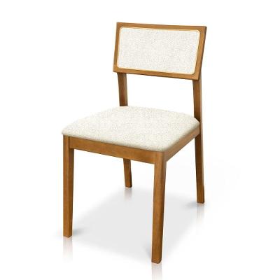Cadeira Millie Madeira Maciça Estofada em Bouclê Creme Desk Design
