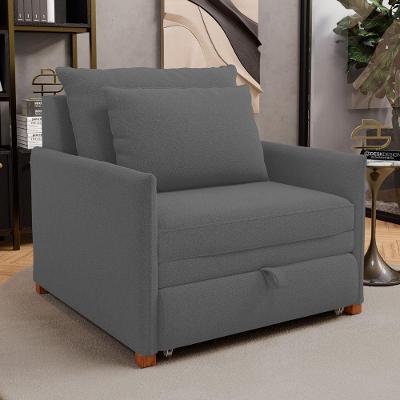 Poltrona Cama Solteiro Zia Retrátil Bouclê Cinza Escuro Desk Design