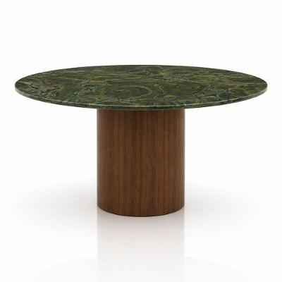 Mesa de Jantar Vitória Régia Redonda Mármore Verde 130CM Nogueira