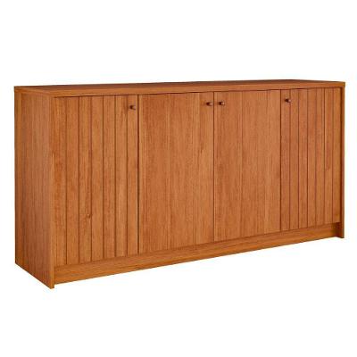 Buffet Balcão Lia 4 Portas MDF Ripado Cinamomo Milani Movelaria