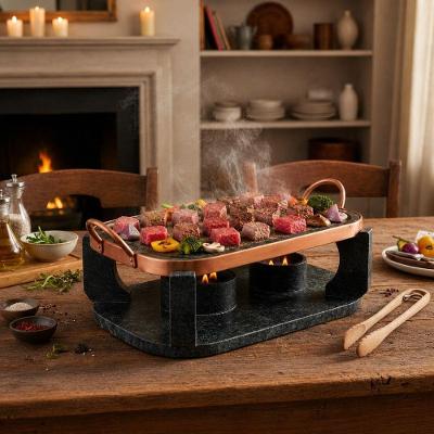 Chapa Oval Fondue Grande 31cm com Rechaud Pedra Sabão Minas Pedra Sabão