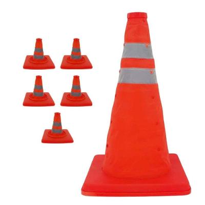 Kit 5 Cones de Sinalização Retrátil SU-CONE1-1 Dobrável 70cm Laranja Leva Pra Casa