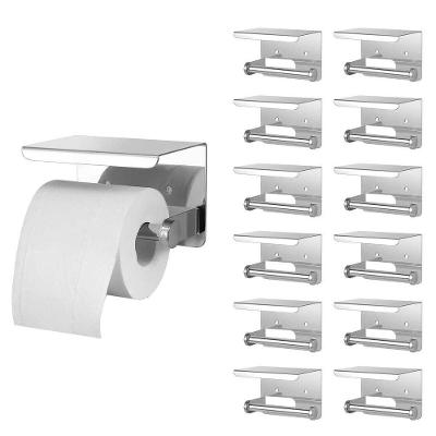 Kit 12 Suportes de Papel Higiênico BSL3593 Aço Inox com Prateleira Banheiro Leva Pra Casa
