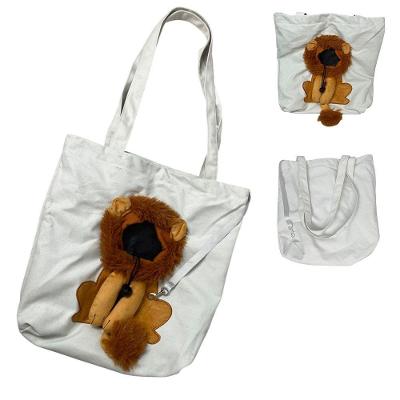Bolsa de Transporte para Pets Leva Pra Casa BSL3905 Estampa Leão Náilon Branco