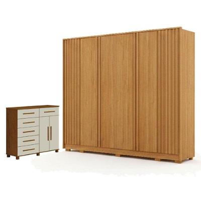 Kit Guarda Roupa Casal Evo 6 Portas com Cômoda São Paulo 6 Gavetas Cinamomo Off-White Leifer