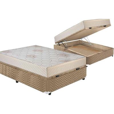 Cama Box Baú Casal: Colchão Molas Polar Superlastic Safira + Base Crc Suede Clean(138X188)