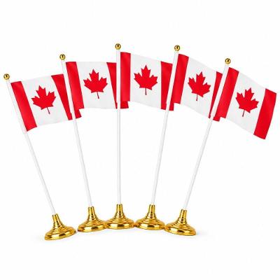 Kit 5 Mini Bandeiras de Mesa Canadá com Haste e Base Neotrentina