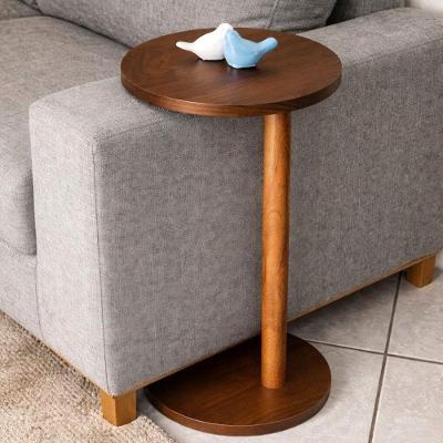 Mesa de Apoio Lateral Redonda MDF Madeira 35CM Castanho Lubrano Decor