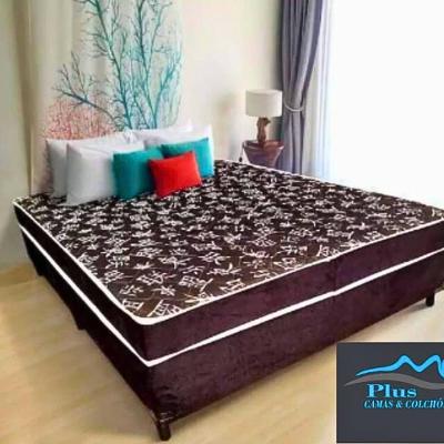 Cama Box Conjugada Casal Ortopédico 5cm Tecido Colchão dos Sonhos