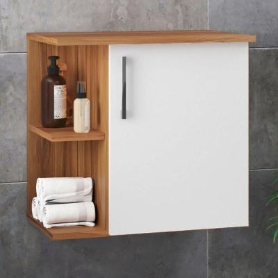 Gabinete para Banheiro Moscou MDF 50cm Freijo Amadeirado com Prateleiras Laterais On Móveis