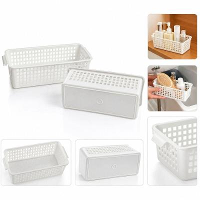 Kit 2 Cestos Organizadores Multiuso Plástico com Alça para Cozinha Banheiro Lavanderia B-Max