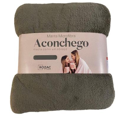 Manta de Microfibra Casal Aconchego 180x220cm Leve Cinza Concreto Rozac