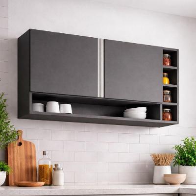 Armário Aéreo Vanessa 105cm 2 Portas MDP Nicho Cinza Desk Design