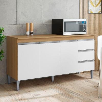 Balcão Gabinete Andréia 3 Portas 1 Prateleira MDP 150CM Amêndoa Desk Design
