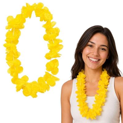 Colar Havaiano Hula Poliéster 120cm Amarelo Extra Festas