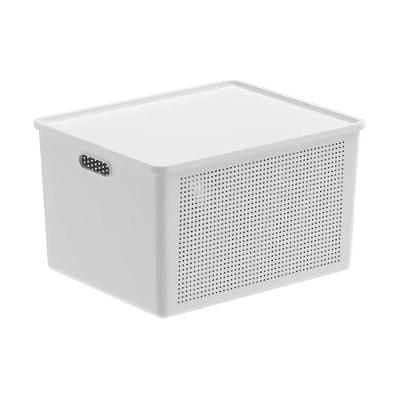 Cesto com Tampa Flow 32L Branco Modular para Lavanderia e Banheiro Ou