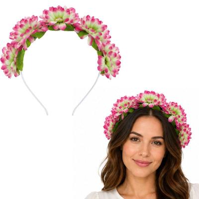 Tiara Floral Extra Festas com Flores Artificiais Rosa Claro Tamanho Único