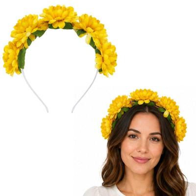 Tiara Floral Extra Festas Flores Artificiais Plástico Tamanho Único Amarelo