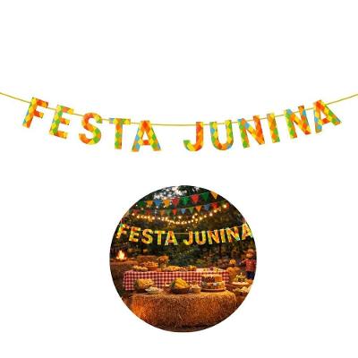 Faixa Decorativa Festa Junina Arraiá São João 5M 11 Letras Amarelo Extra Festas