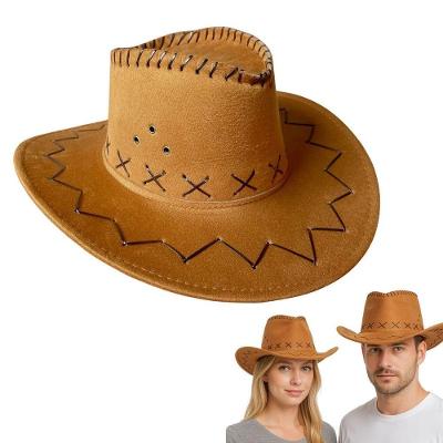 Chapéu Adulto Cowboy Western Suede Caramelo 56cm Extra Festas