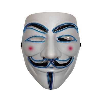 Máscara V de Vingança Anonymous LED Azul Plástico Cosplay Extra Festas