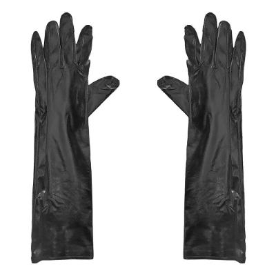 Luva Longa Metalizada Fantasias Cosplay 40CM Poliéster Preta Extra Festas