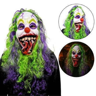Máscara de Látex Palhaço Terror Halloween Peruca Vermelha Extra Festas