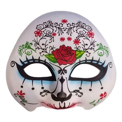 Máscara Caveira Mexicana Meio Rosto EVA com Tecido Extra Festas