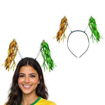 Tiara Faixas Metalizadas Verde e Amarela Plástico 20CM 12 un Extra Festas