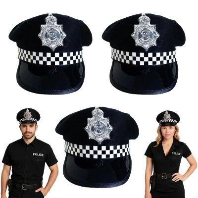 Kit 3 Quepes de Policial Xadrez Preto com Emblema Vinil Extra Festas