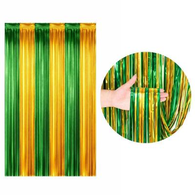 Kit 3 Cortinas Metalizadas Brasil Verde e Amarelo 1x2M Extra Festas