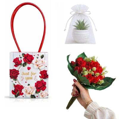 Buquê de Flores Artificiais Rosas Vermelhas com Mini Suculenta Extra Festas